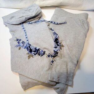 St. Johns Bay Active Floral Embroidered Hooded Leisure Set Woman L French Knit
